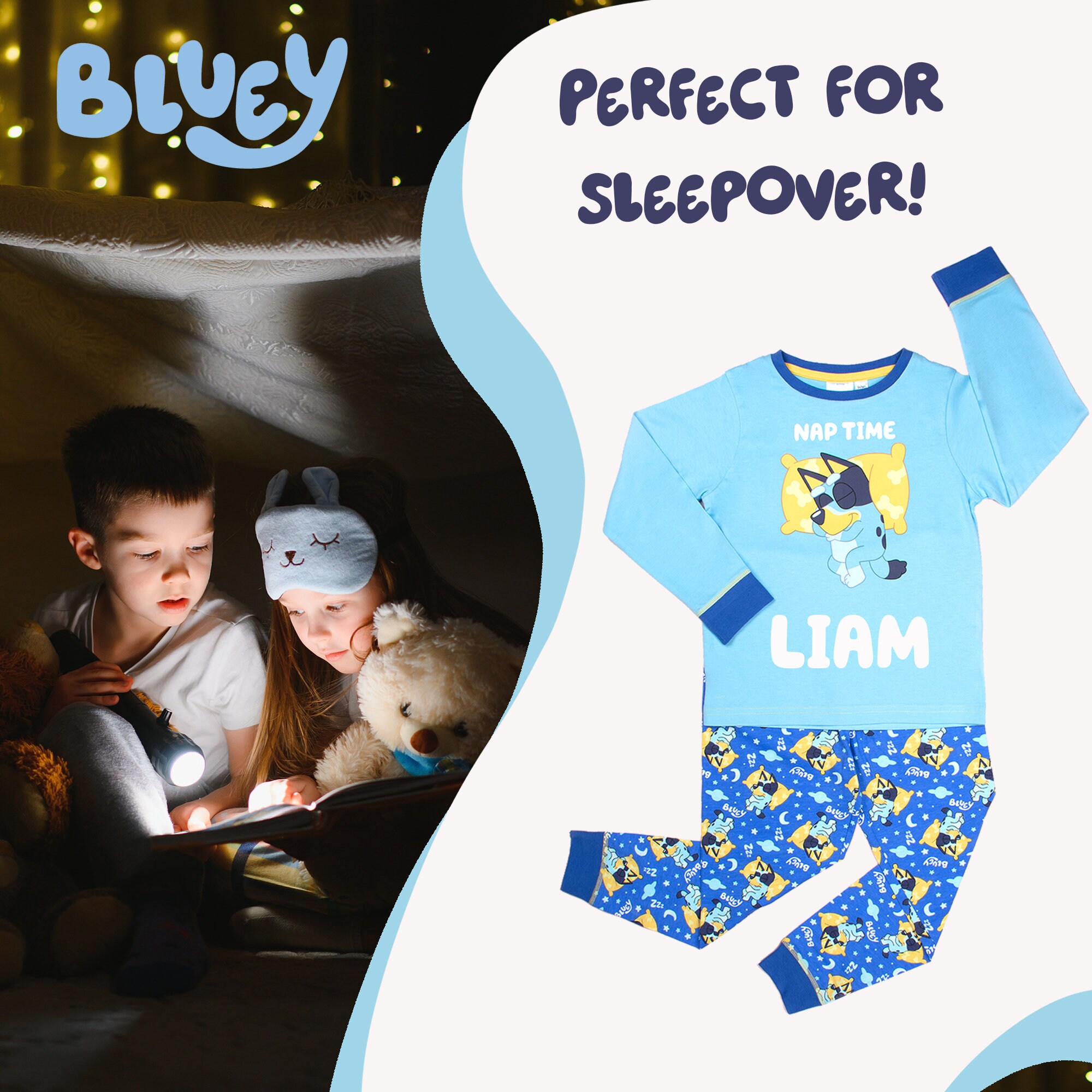 Bluey Personalised Long Sleeve Pyjama Cotton Soft Warm Winter Pjs for Boys Girls Etsy Canada