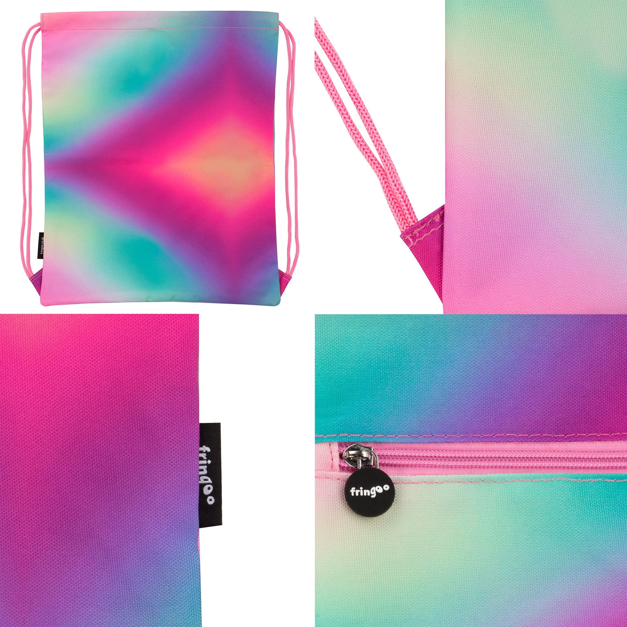 Sac à Cordon Personnalisé Fringoo Pour Enfants – Poche Zippée, Polyester, 44x34 Cm, Idéal Sport école Natation