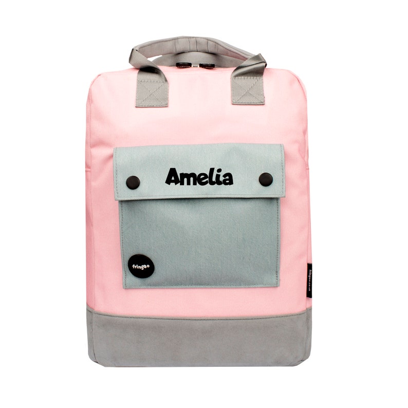 Fringoo Personalisierter süßer Mädchen Rucksack Schulrucksack für Jugendliche oder Kinder Geeignet als Schultasche, Reisetasche oder Laptoptasche Pink