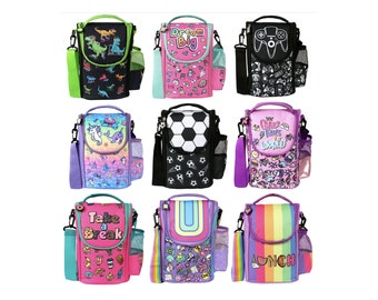 Fringoo Kinder Personalisierte Lunch bag Großes Gurtband Thermal Lunch Box für Mädchen & Jungen Schule Lunch bag