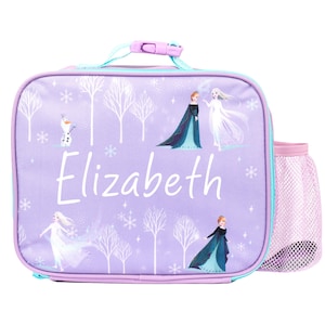 Sac à lunch personnalisé La Reine des Neiges Disney pour enfants - Sac à lunch isotherme pour chambre d'enfant Elsa & Anna pour filles - Sac à lunch d'école pour filles - Violet
