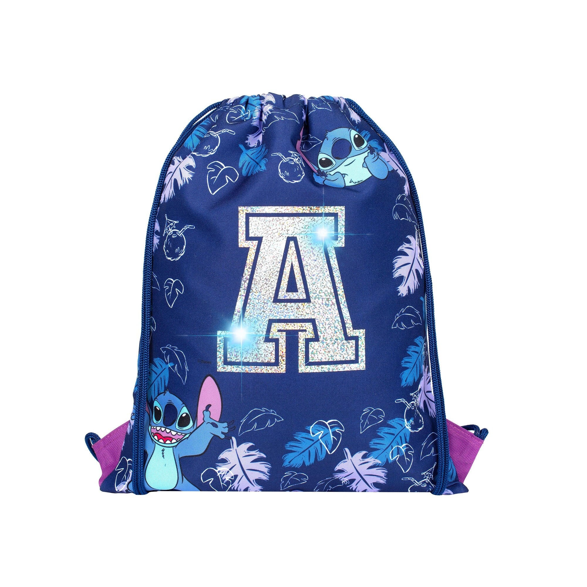 Disney Stitch Personalised Drawstring Bag for Kids PE Bag - Kids School Bag - Personalised Gift For Girls - Swimming Bag For Girls Purple