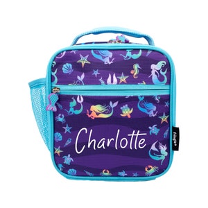 Personalised Kids Lunch Bag Thermal Insulated 2 Compartment Cooler Bag with Side Mesh Pocket Nursery School Travel Lunchie