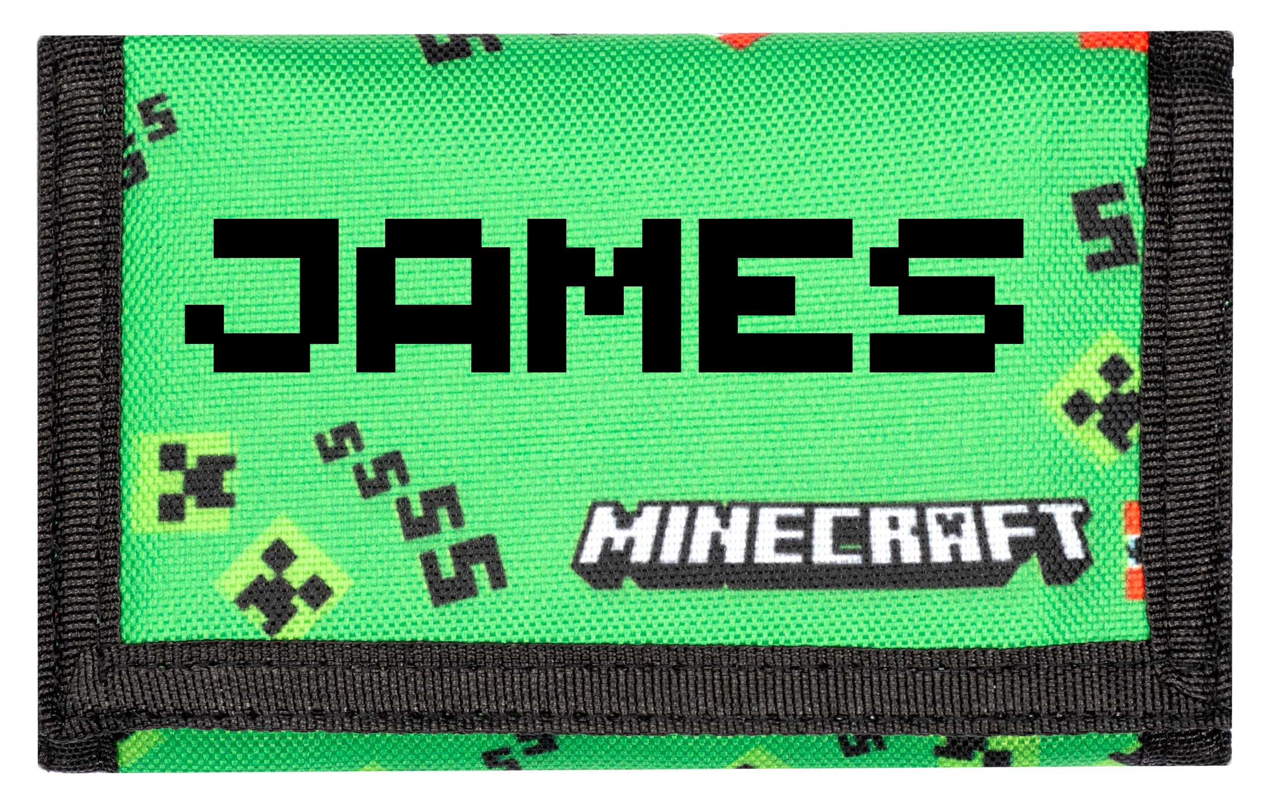 Portefeuille Minecraft Personnalisé Enfants - Vert Pixel Avec Nom - Marchandise Officielle