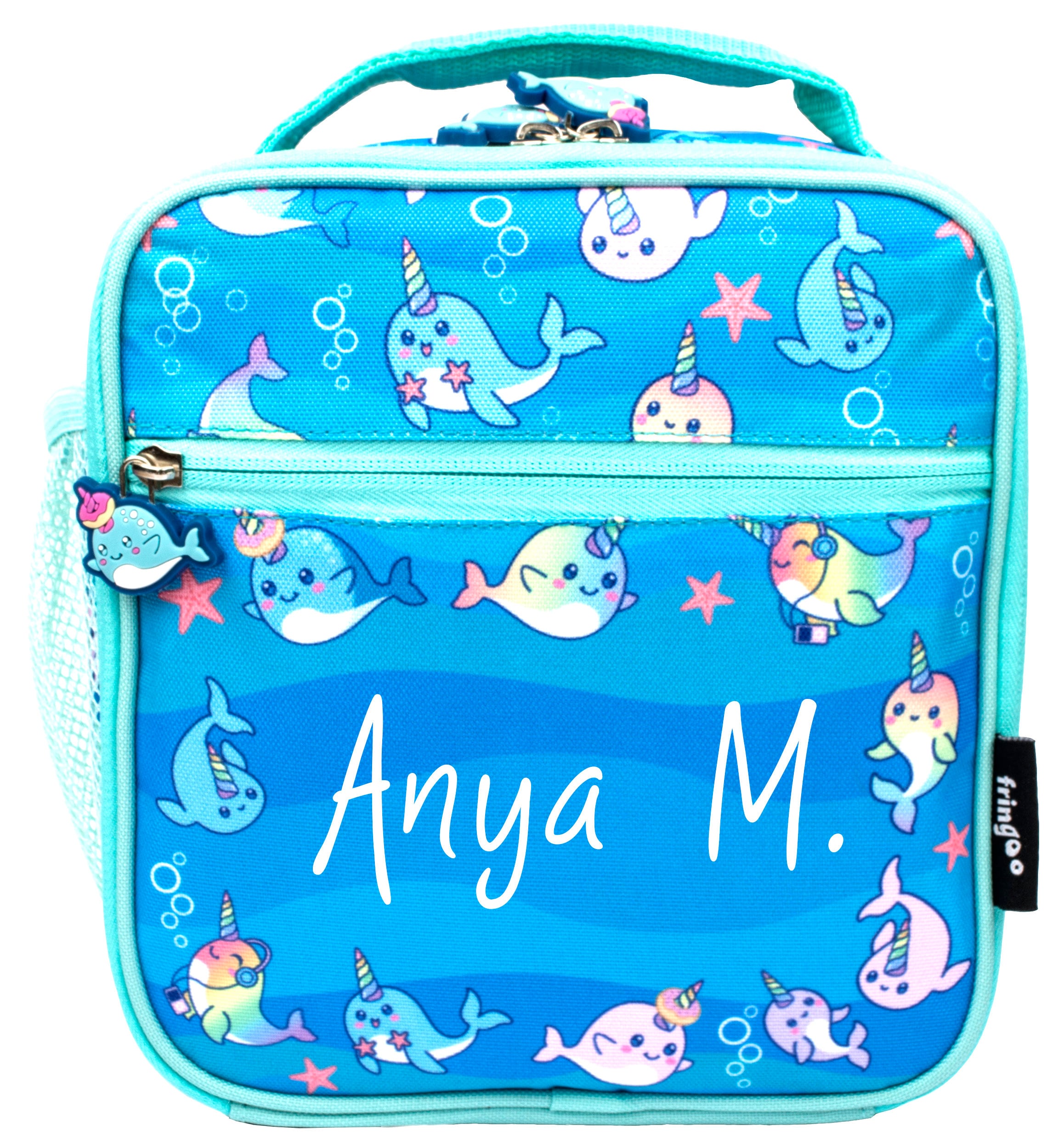 Fringoo Personalisierte Kinder-Lunch-Tasche – Wärmeisoliert, Mit 2 Fächern & Netztasche, Motiv Baby Shark, 21x20x9 Cm