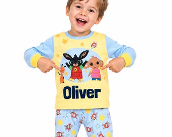 Personalised Kids Pyjama - Bing Bunny Cotton , Custom Name Long Sleeve children  Nightwear (Ages 1-6)