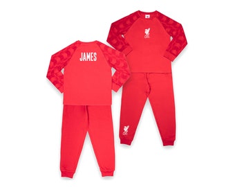 Liverpool F.C - Personalised Kids Pyjamas - Red Long Sleeve Pyjamas With Liverpool Logo - 100% Cotton - Official Liverpool F.C Merchandise