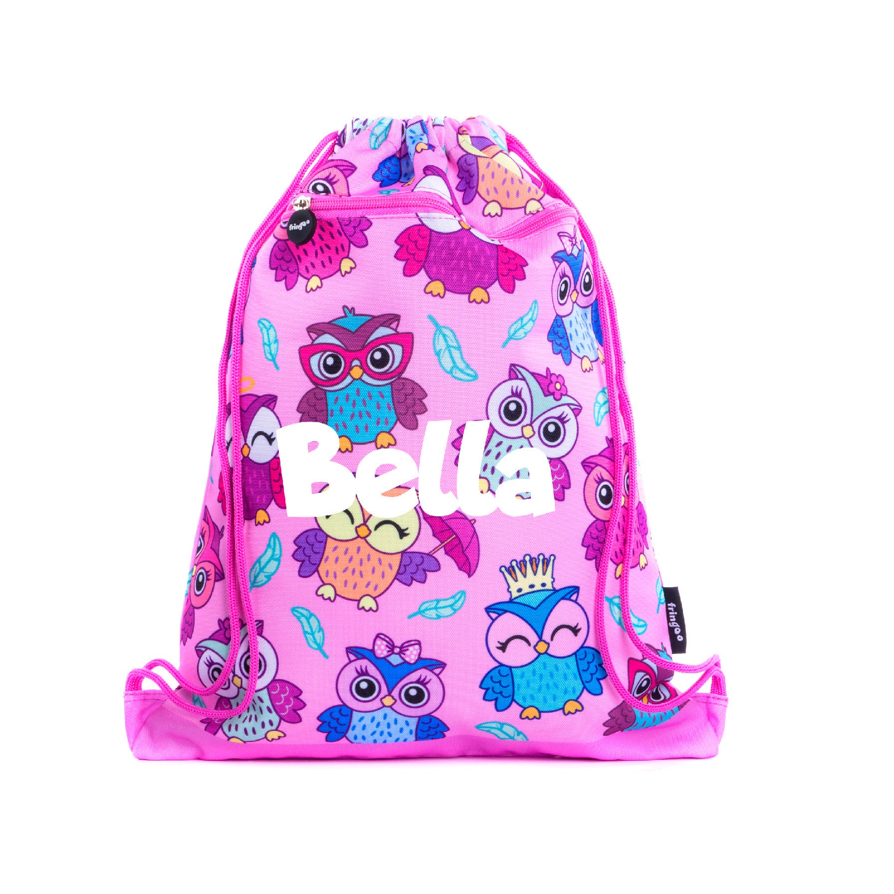 Fringoo Personalisierbare Kinder-Tasche Mit Kordelzug – Dinosaurier-Motiv, Mit Reißverschlusstasche, Für Sport & Schule