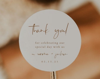 Round Thank You Favor Tag Template — Wedding Stickers — Wedding Favor Label — Wedding Envelope Seals — Warm Terracotta Wedding Collection