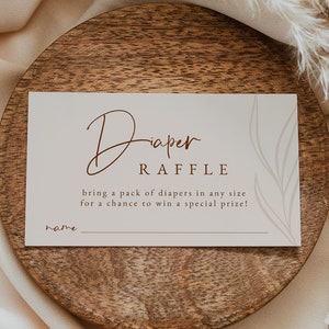 de Carte de tombola de couches bohèmes modernes | Billets de tombola pour les couches | Jeu de couches neutres pour baby shower | Collection minimaliste arquée