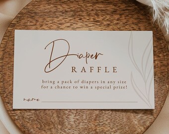 Modern Boho Diaper Raffle Card Template | Diaper Raffle Tickets | Gender Neutral Baby Shower Diaper Game | Arched Minimalist Collection