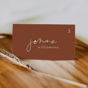 Warm Terracotta Place Card Template Printable Modern Boho Wedding Place Cards Editable Wedding Name Cards Instant Download image 2