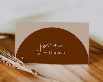 Arched Wedding Place Card Template — Printable Boho Wedding Place Cards — Editable Wedding Name Cards — Arched Terracotta Collection