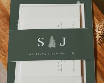 Forest Wedding Invitation Belly Band Template | Wedding Invitation Belly Band | Belly Band for Wedding Invitation | Wedding Invitation Band