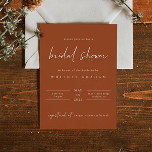 Terracotta Bridal Shower Invitation Template Boho Bridal Shower Invitation Editable Wedding Shower Invitation Instant Download image 6