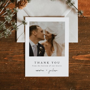 Wedding Thank You Card Template — Thank You Card Printable — Photo Thank You Card — Minimalist Wedding Thank You Card