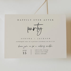 Minimalist Boho Happily Ever After Party Invitation — Printable Elopement Reception Invitation — Modern Wedding Reception Invite