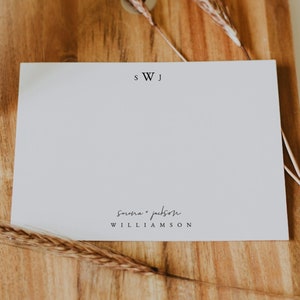 Monogrammierte Grußkarten | Benutzerdefinierte Paar Geschenk | Papiergeschenk zum ersten Jahrestag | Paare Briefpapier | Personalisierte Grußkarten Vorlage