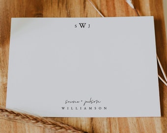 Monogrammed Notecards | Custom Couple Gift | Paper Gift for First Anniversary | Couples Stationery | Personalized Note Cards Template