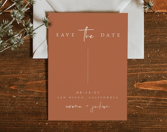 Desert Boho Save the Date Template — Terracotta Save the Date — Editable Wedding Save the Date — Rust Burnt Orange Save the Date
