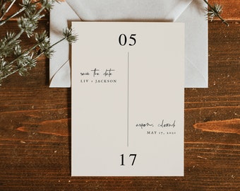 Minimalist Boho Save the Date Template — Modern Boho Save the Date — Editable Wedding Save the Date — Black and White Save the Date