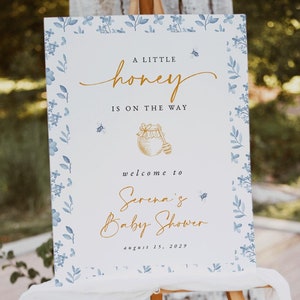 A Little Honey Is On The Way Baby Shower Welcome Sign Template, Bee Baby Shower Sign, Honey Baby Shower, A Little Honey Is On The Way Sign