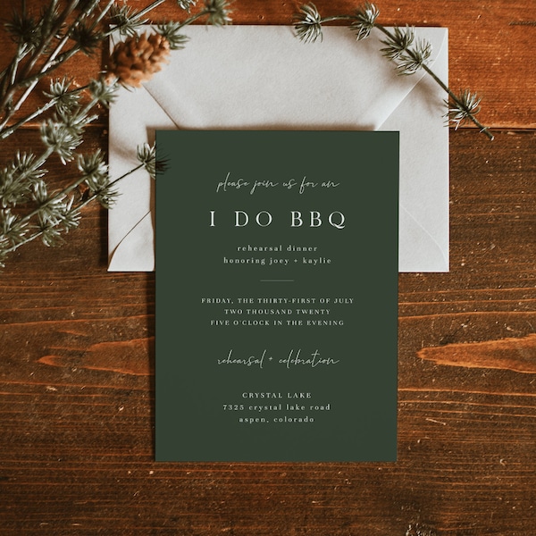 I Do BBQ Invitation Template — Minimalist Rehearsal Dinner Invitation — Minimalist BBQ Wedding Rehearsal Invite — Barbecue Wedding Rehearsal