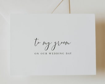 Kaartsjabloon Aan mijn bruidegom — Aan mijn bruid-kaart — Aan mijn bruidegom op onze trouwdag — Minimalistische afdrukbare trouwdagkaarten