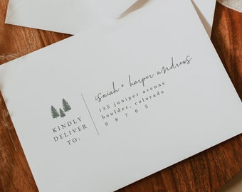 Pine Tree Envelope Address Template, Printable Wedding Envelope Addressing, Printable Envelope Address Template, Forest Themed Wedding