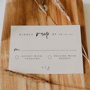 Modelo de cartão de RSVP de casamento boho minimalista — Cartão postal de resposta de casamento — Cartão de RSVP de recepção de casamento para impressão — RSVP de casamento editável