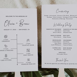 Wedding Program Fan Template Wedding Fan Program Timeline Wedding Timeline Fan Printable Wedding Program Modern Wedding Program, EVA image 8