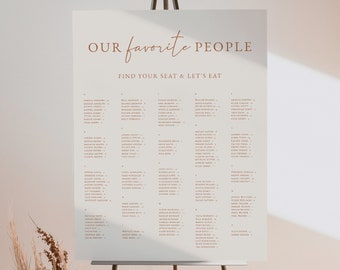 Wüste Minimalistischer Alphabetischer Sitzplan für Hochzeiten — Boho Hochzeit Sitzplan Schild — Moderner Sitzplan für Hochzeiten zum Ausdrucken