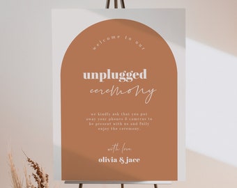 Retro Glam Unplugged Ceremony Sign Template — Unplugged Wedding Ceremony Sign — Arched Wedding Sign — Boho Wedding Sign — 70s Wedding Decor
