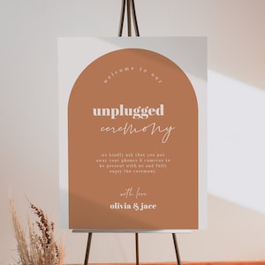 Retro Glam Unplugged Ceremony Sign Template — Unplugged Wedding Ceremony Sign — Arched Wedding Sign — Boho Wedding Sign — 70s Wedding Decor