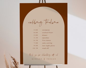 Arched Terracotta Order of Events Sign Template — Wedding Order of Events Sign — Wedding Timeline — Wedding Itinerary — Arch Wedding Sign