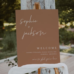 Rust Wedding Welcome Sign Template — Taupe Wedding Sign — Earthy Desert Wedding Welcome Sign Editable Download — Boho Wedding Sign