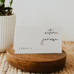 モダンでミニマリストな席札テンプレート — 結婚式の席札 — ミニマリストな結婚式の名札 — 食事アイコン付きのモダンな結婚式の席札