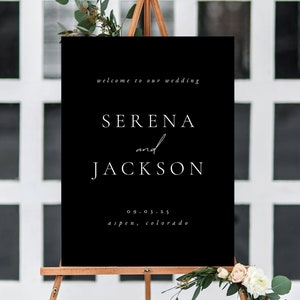 BLACK Wedding Welcome Sign Template, Minimalist Wedding Welcome Sign, Modern Large Wedding Sign, Elegant Wedding Welcome Sign, ABIGAIL