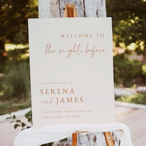 Desert Minimalist Wedding Rehearsal Dinner Sign Template, The Night Before Wedding Welcome Sign, Rehearsal Dinner Welcome Sign Printable