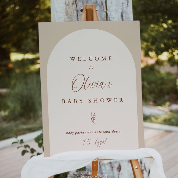 Arched Minimalist Baby Shower Welcome Sign Template | Boho Baby Shower Sign | Arch Baby Shower Welcome Sign | Modern Baby Shower Sign