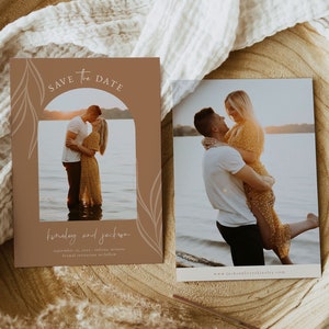 Arch Save the Date Template, Photo Save the Date, Arched Save the Date, Modern Boho Save the Date, Tan Save the Date, Earthy Save the Date
