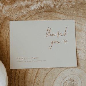 Desert Minimalist Wedding Thank You Card Template — Wedding Thank You Card with Photo — A2 Editable Thank You Card — Boho Thank You Card