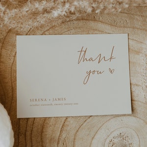 Wüste Minimalistische Hochzeit Dankeskartenvorlage — Hochzeit Dankeskarte mit Foto — A2 bearbeitbare Dankeskarte — Boho Dankeskarte