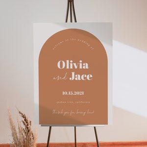 Retro Glam Wedding Sign Template — Arched Wedding Welcome Sign — Editable Boho Wedding Welcome Sign — Retro Glam Collection — 70s Wedding