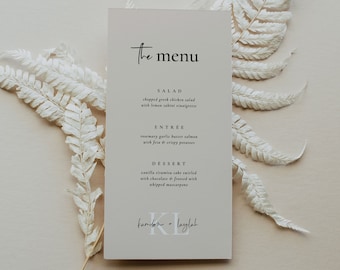 Modern Dinner Menu Template | Minimalist Wedding Menu | Editable Wedding Menu Instant Template | Simple Menu | Modern Wedding Menu | LAYLAH