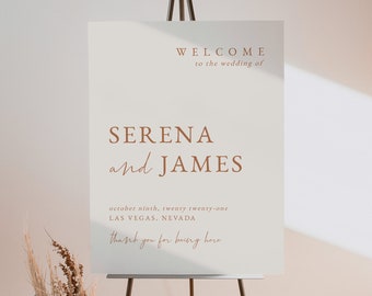 Desert Minimalist Wedding Welcome Sign Template — Modern Boho Wedding Welcome Sign — Editable Terracotta Wedding Welcome Sign