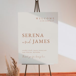 Desert Minimalist Wedding Welcome Sign Template — Modern Boho Wedding Welcome Sign — Editable Terracotta Wedding Welcome Sign