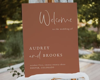 Dusty Terracotta Wedding Welcome Sign Template — Rust Wedding Sign — Modern Boho Wedding Welcome Sign — Minimalist Wedding Sign