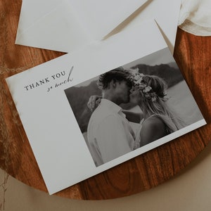 Minimalist Modern Wedding Thank You Card Template Printable Wedding Thank You Card with Photo Editable Thank You Card OLIVIA image 1