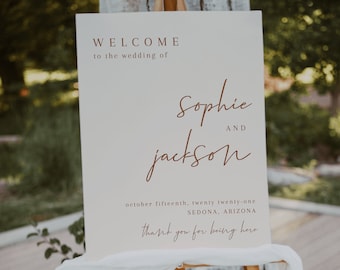 Rust Wedding Welcome Sign Template — Desert Boho Wedding Sign — Terracotta Wedding Welcome Sign Editable Download — Cream Wedding Sign